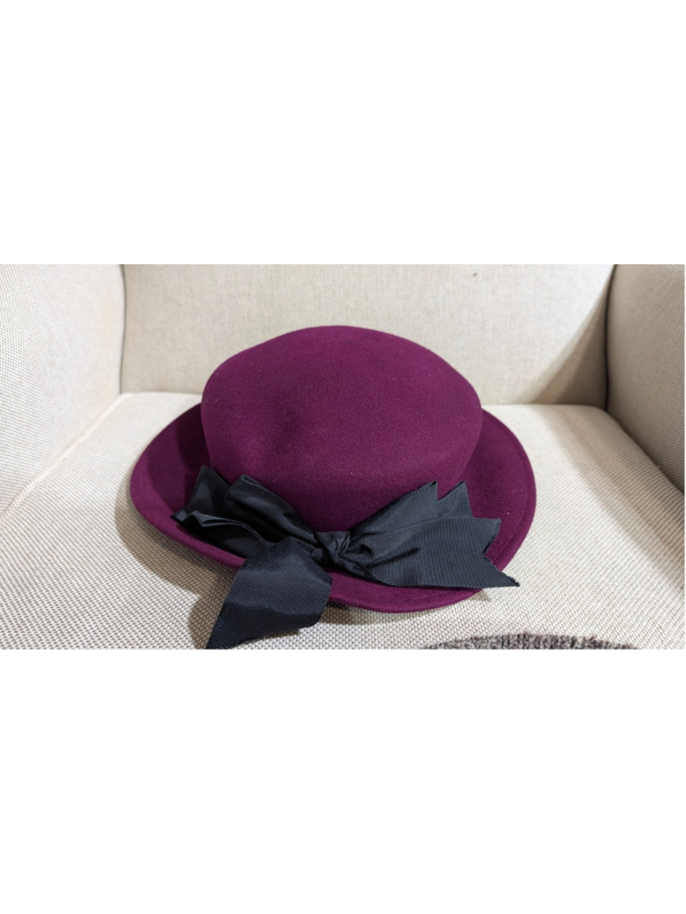 Women's Unbranded Wool Hat One Size Purple Black Bow